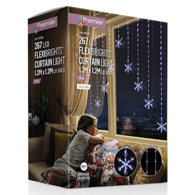 FLEXIBRIGHTS SNOWFLAKE CURTAIN COOL WHITE LED - 1.2X1.2M