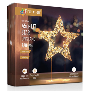 ROSE GOLD TABLETOP STAR WITH TWINKLING LED - 45CM
