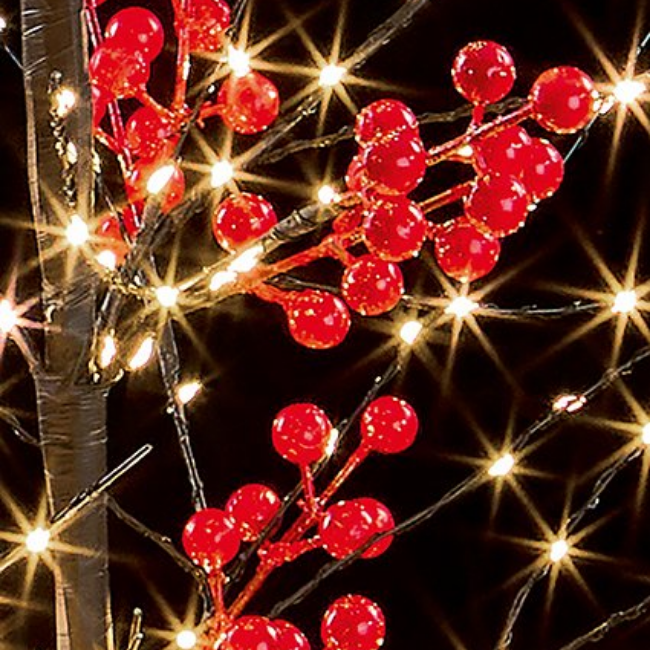 LIT RED BERRY TREE W/ WARM WHITE LED - 1.2M - Image 2