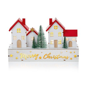 LIT MERRY CHRISTMAS HOUSE SCENE - 30CM