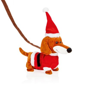 WALKING FESTIVE SAUSAGE DOG - 38CM