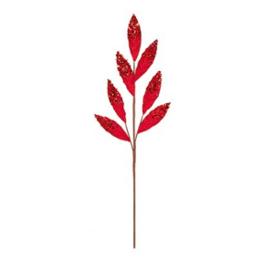 RED SEQUIN LEAF STEM - 63CM