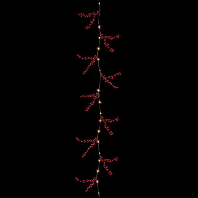 LIT HOLLY BERRY GARLAND W/ WARM WHITE LED - 1.8M - Image 2