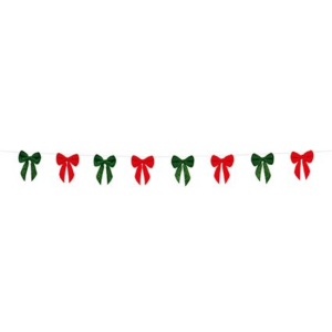 FELT RED AND GREEN BOW GARLAND - 1.8M