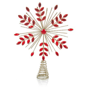 GOLD SNOWFLAKE TREE TOPPER W/ RED JEWELS