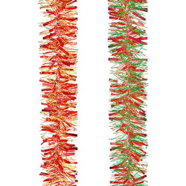 GOLD/RED OR GREEN/RED MIXED CHUNKY TINSEL 2MX10CM - 2 ASST.