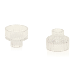 CLEAR GLASS CANDLE HOLDER - TEALIGHT OR TAPER - 7CM