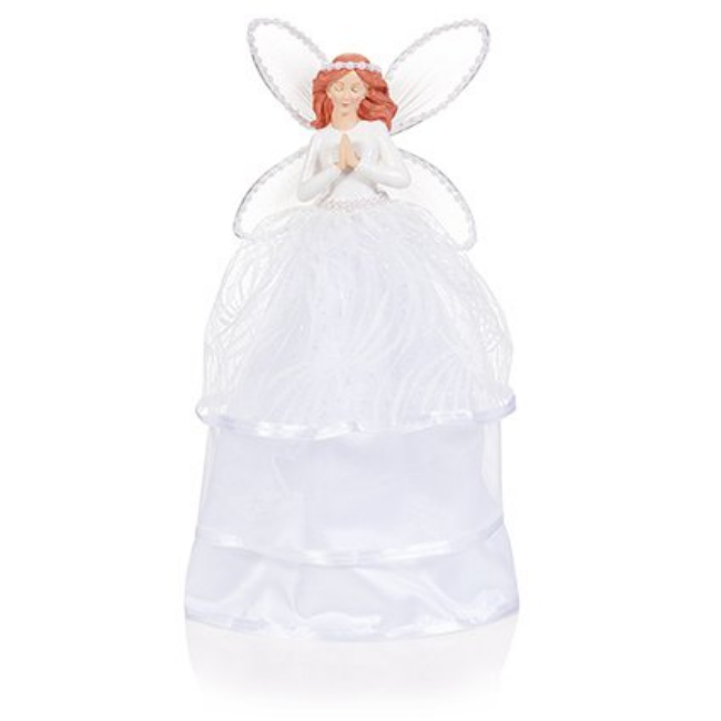 WHITE TREE TOP ANGEL 28CM