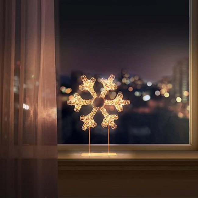 ROSE GOLD TABLETOP SNOWFLAKE WITH TWINKLING LED - 45CM - Image 3