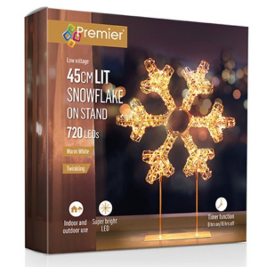 ROSE GOLD TABLETOP SNOWFLAKE WITH TWINKLING LED - 45CM
