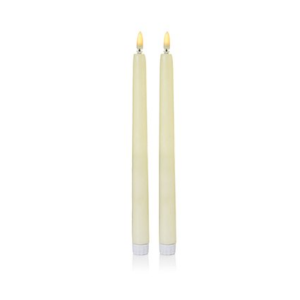 2PK BATTERY OPERATED CREAM TAPER CANDLE W/ FLICKERBRIGHTS - 27.5CM