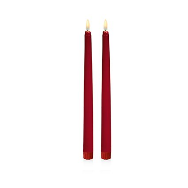 2PK BATTERY OPERATED RED TAPER CANDLE W/ FLICKERBRIGHTS