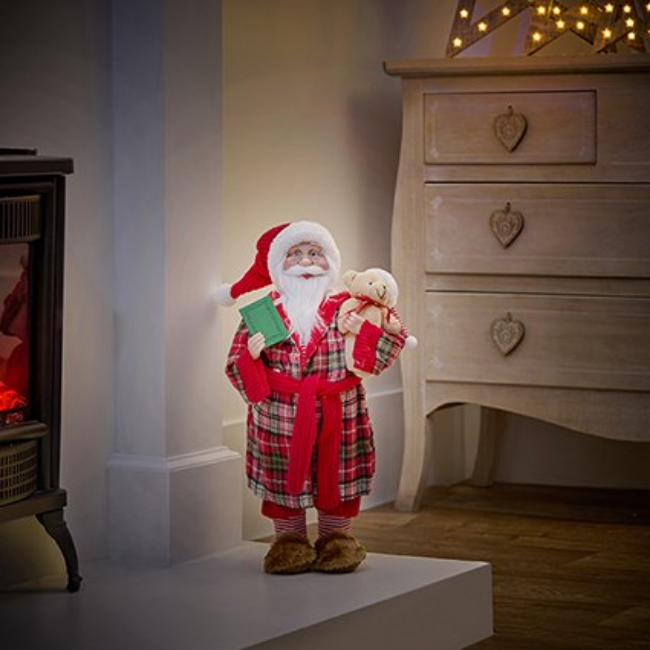 SANTA IN PYJAMAS WITH TEDDY BEAR 50CM - Image 2