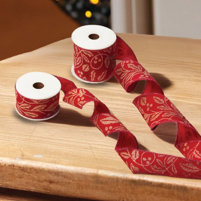 GOLD HOLLY PREMIUM RIBBON 63MM, 3M