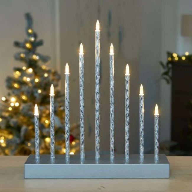 SILVER CANDLEBRIDGE - 9 LED