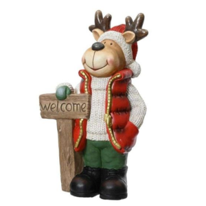 CHRISTMAS DEER WELCOME STATUE