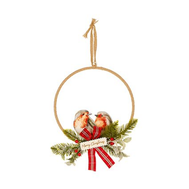 MERRY CHRISTMAS ROBINS HANGING DECORATION - 26CM
