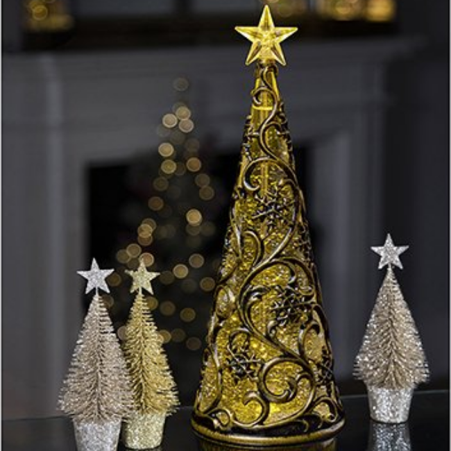 LIT BRONZE TREE WITH COLOUR-CHANGING LED'S - 30CM - Image 2