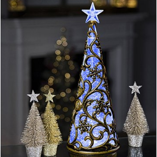 LIT BRONZE TREE WITH COLOUR-CHANGING LED'S - 30CM - Image 3