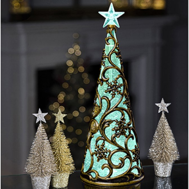 LIT BRONZE TREE WITH COLOUR-CHANGING LED'S - 30CM - Image 4