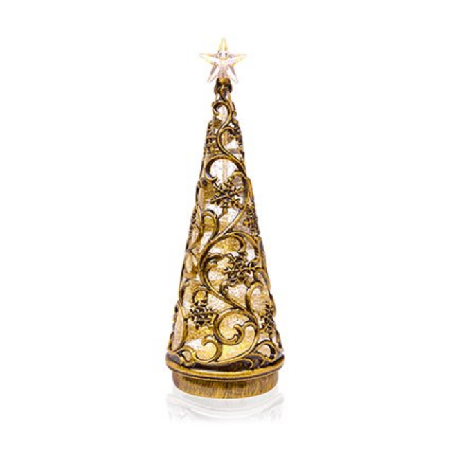 LIT BRONZE TREE WITH COLOUR-CHANGING LED'S - 30CM