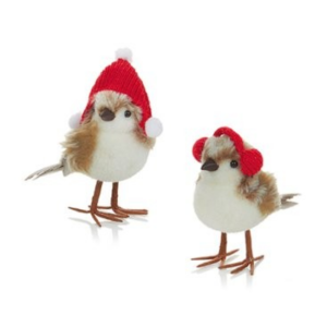 BROWN BIRD W/ RED ACCESSORIES - 17CM 2 ASS