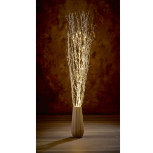 LIT BRANCH W/ SILVER GLITTER & WARM WHITE LED - 1.1M