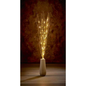 LIT BRANCH W/ GOLD GLITTER & WARM WHITE LED - 1.1M