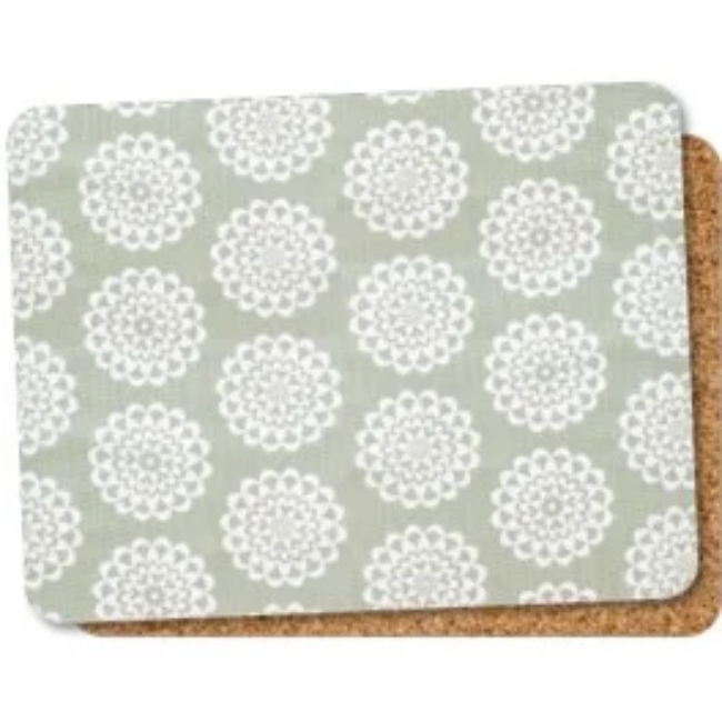 GREY RETRO FLORAL TABLEMAT SET OF 6