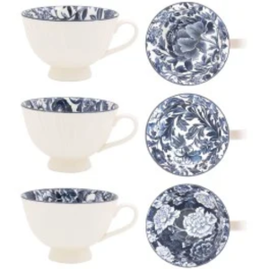 FLEUR WHITE BLUE MUG - 3 ASST.