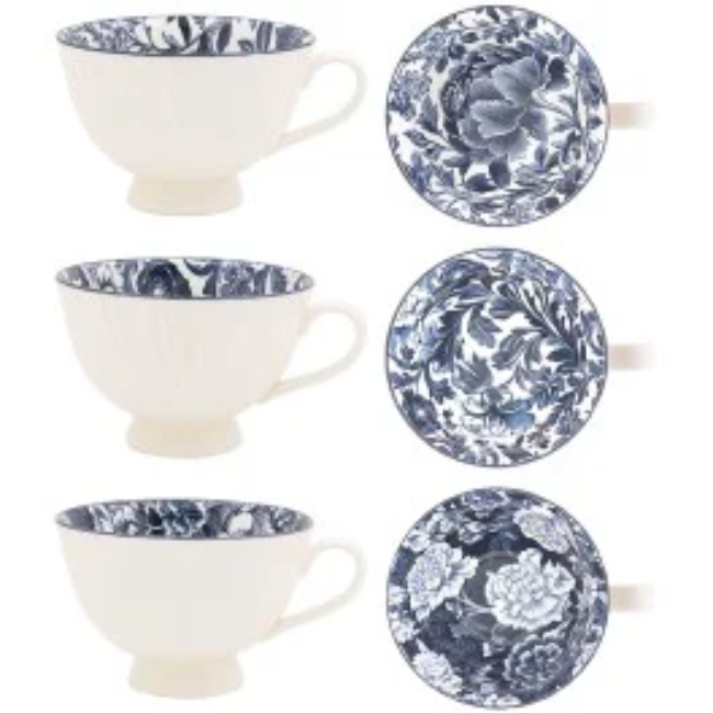FLEUR WHITE BLUE MUG - 3 ASST.