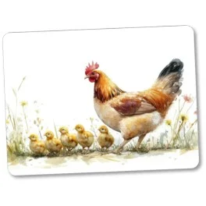 HEN & CHICKS GLASS CHOPPING BOARD 30X40CM