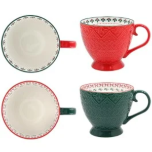 CHRISTMAS FOOTED MUG - 2 ASST.