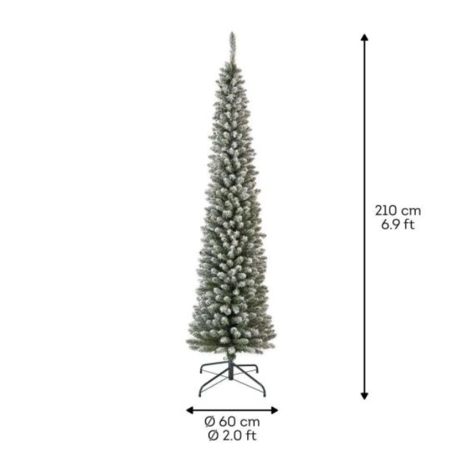 PENCIL PINE SNOWY CHRISTMAS TREE 210CM - Image 2
