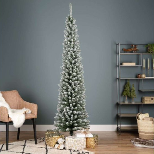PENCIL PINE SNOWY CHRISTMAS TREE 210CM