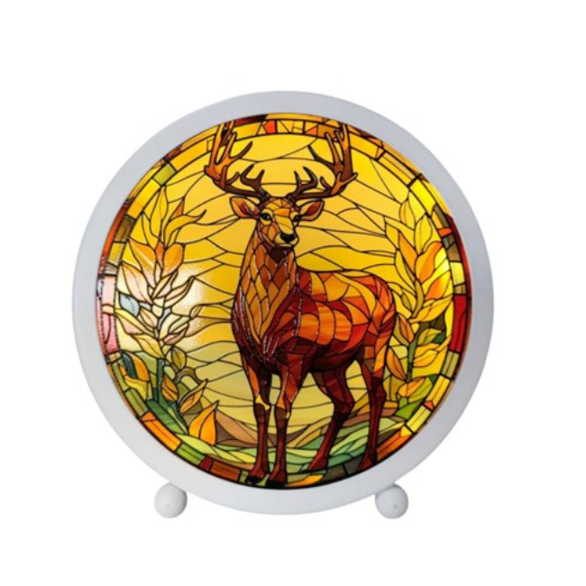 LED STAINED GLASS STAG 15X16CM