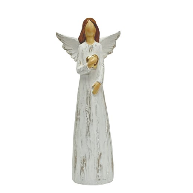 STANDING ANGEL & HEART 10X24CM