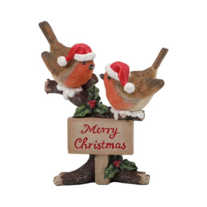 MERRY CHRISTMAS ROBINS 11X14CM