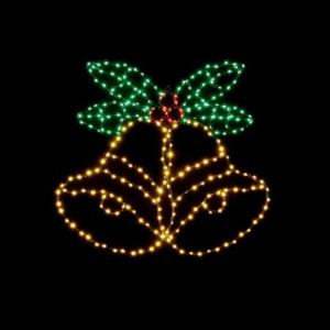 FLASHING FLEXIBRIGHTS BELLS & HOLLY MULTICOLOUR LED 56X51CM