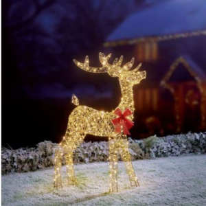 LIT GOLD STANDING REINDEER GOLDEN ELEGANCE 1M