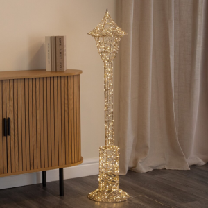 LIT GOLD LAMP POST GOLDEN ELEGANCE 1.2M