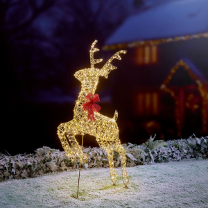 LIT GOLD TWIST JUMPING REINDEER GOLDEN ELEGANCE 1M