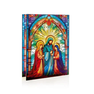 B-O LIT NATIVITY SCENE STAINED GLASS 21X28CM