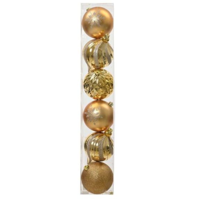 LUXURY PACK OF 6 SHATTERPROOF BAUBLES - GOLD - 15CM - Image 2