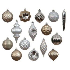 MIXBOX OF 32 CHRISTMAS DECORATIONS - PEARL