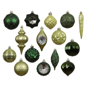 MIXBOX OF 32 CHRISTMAS DECORATIONS - GREEN