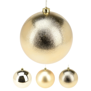 GOLD XMAS BAUBLE - 3 ASST. - 140MM