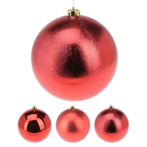 RED XMAS BAUBLE - 3 ASST. - 140MM