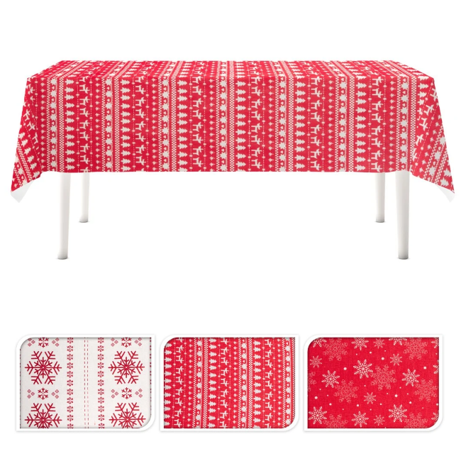 POLYESTER TABLECLOTH 3 ASST. - 145X220CM