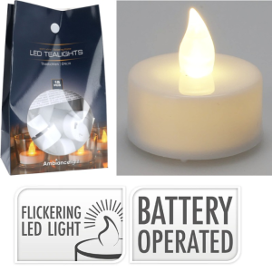 BAG OF 15 TEALIGHTS B/O FLICKER 4CM